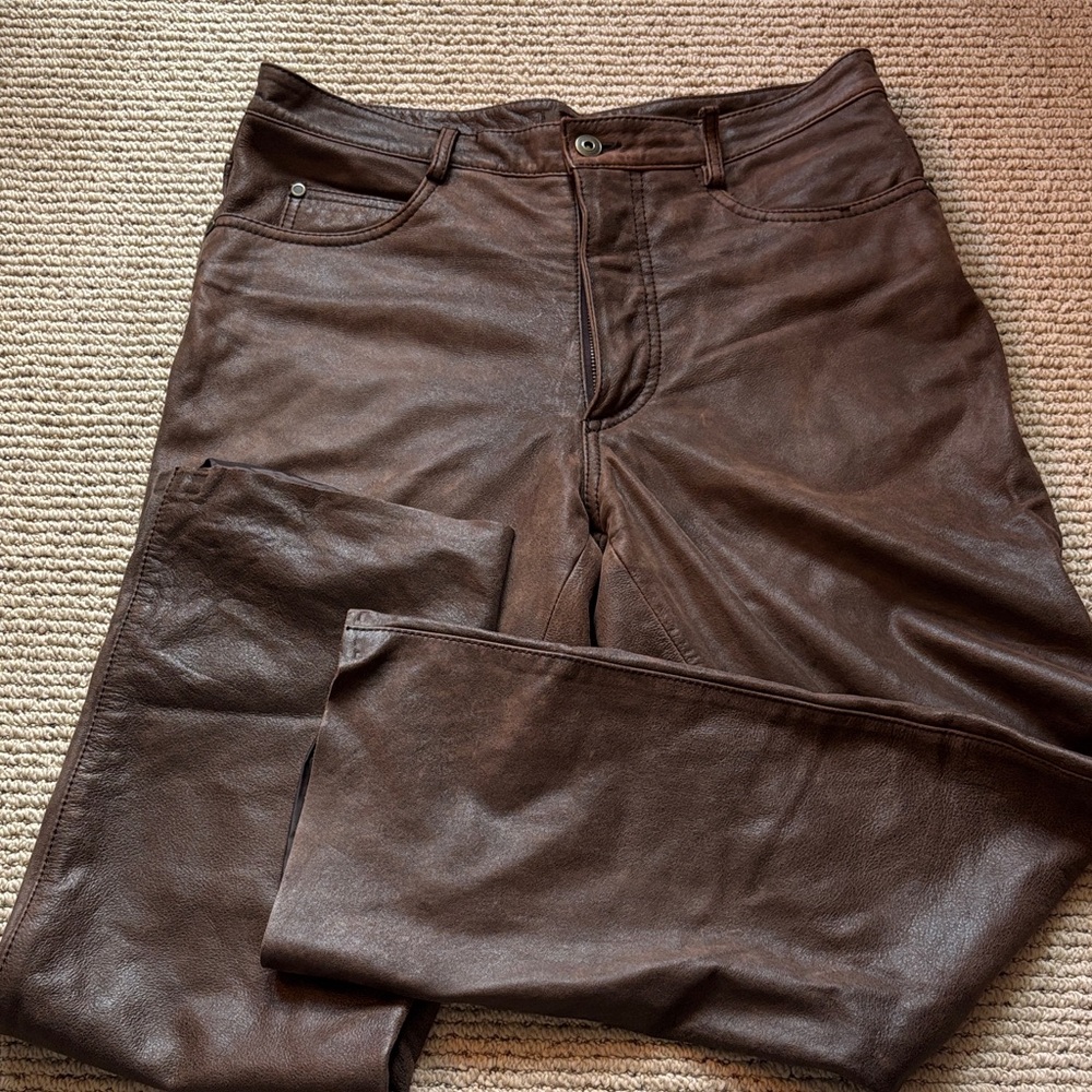 Men's Brown Leather Pants